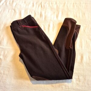 Piper by Smartpak girls size 14 brown riding breeches sock ankle knee patch VGUC